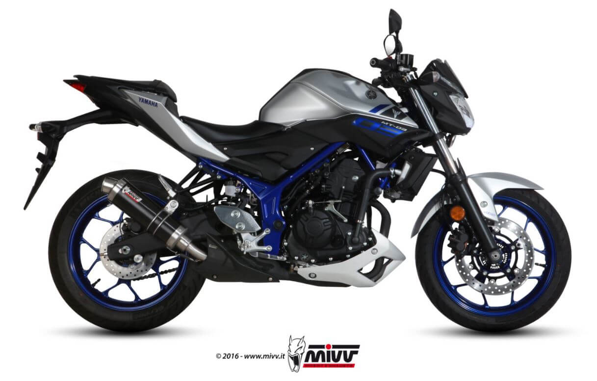 MIVV GP Black Stainless Steel Slip-On Exhaust '16-'23 Yamaha MT-03