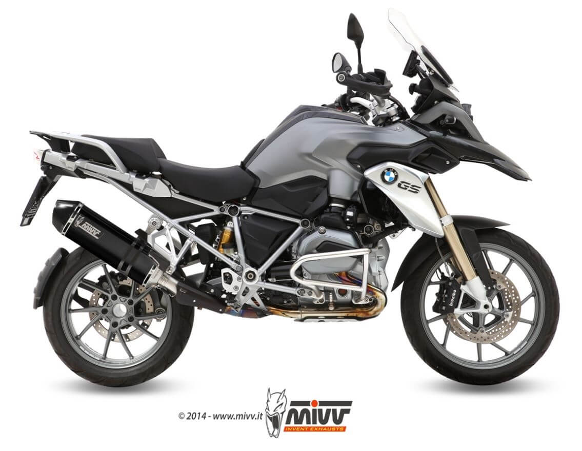 MIVV Speed Edge Black Stainless Steel Slip-On Exhaust '13-'18 BMW R 1200 GS/ADV