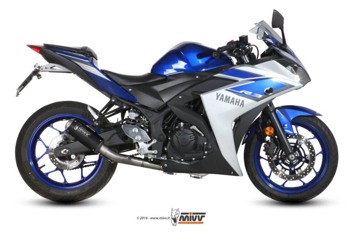 MIVV MK3 Black Stainless Steel Full System Exhaust '15-'23 Yamaha R3/MT-03