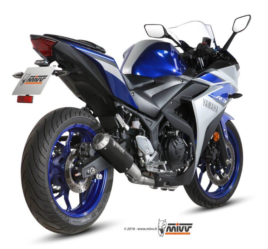 MIVV MK3 Black Stainless Steel Full System Exhaust '15-'23 Yamaha R3/MT-03
