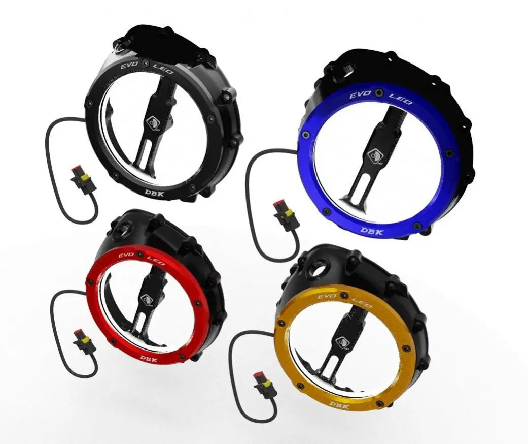 DBK EVO LED Clear Clutch Cover 19-25 BMW S1000RR, 21-25 S1000R/XR, 23-25 M1000R, 21-24 M1000RR, 24-25 M1000XR
