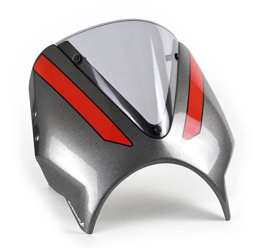 リヤドロ　グレートデン Pyramid Fly Screen '21-'23 Triumph Trident 660 | Silver Ice/Diablo Red