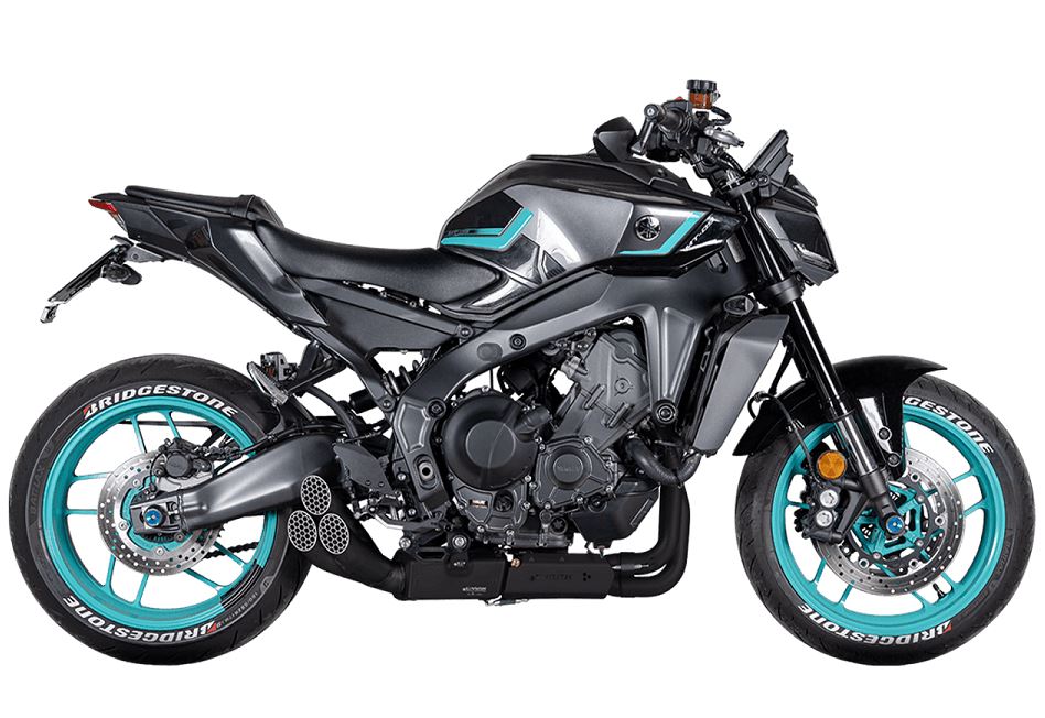 バイク MT-09 Spark Triple Exit Full Exhaust 21-24 Yamaha MT-09/XSR900 | Black Ceram