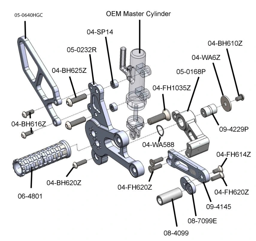 Woodcraft Complete Rearset 23-24 Suzuki GSX-8S/R | Std Shift
