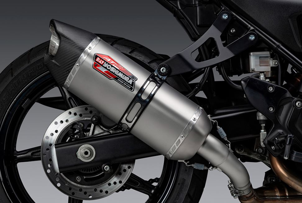 バイク SUZUKI  2AT Yoshimura AT2 Stainless Slip-On Exhaust 17-24 Suzuki SV650, 19-24 SV65