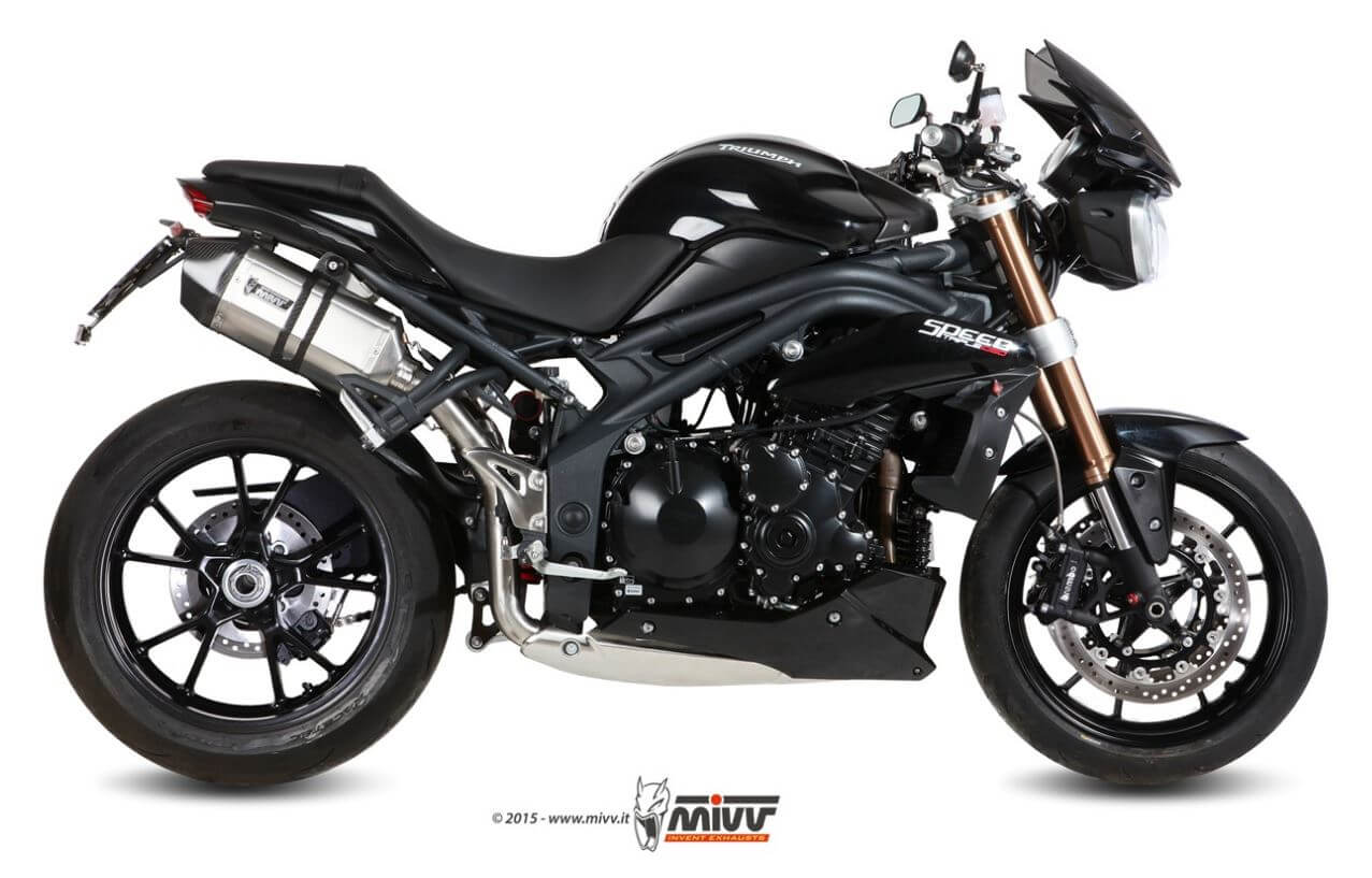 MIVV Speed Edge Stainless Steel Slip-On Exhaust '11-'15 Triumph Speed Triple 1050 R/S/RS