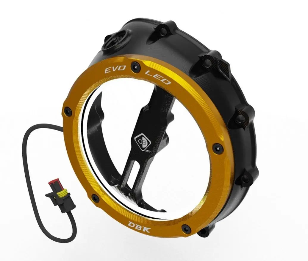 DBK EVO LED Clear Clutch Cover 19-25 BMW S1000RR, 21-25 S1000R/XR, 23-25 M1000R, 21-24 M1000RR, 24-25 M1000XR