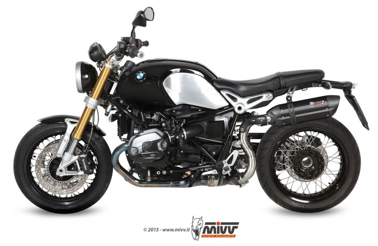 MIVV Suono Black Stainless Steel Slip-On Exhaust (High Position) '14-'20 BMW R Nine T