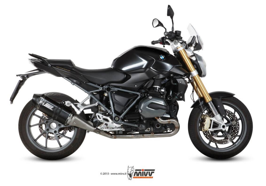 MIVV Speed Edge Black Stainless Steel Slip-On Exhaust '15-'18 BMW R 1200 R