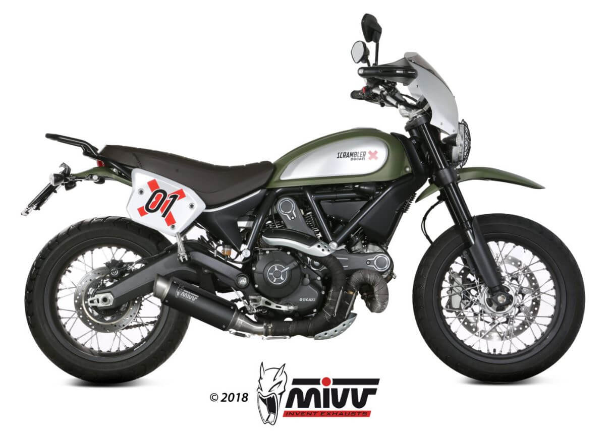 MIVV GP Pro Black Stainless Steel Slip-On Exhaust '15-'20 Ducati Scrambler 800