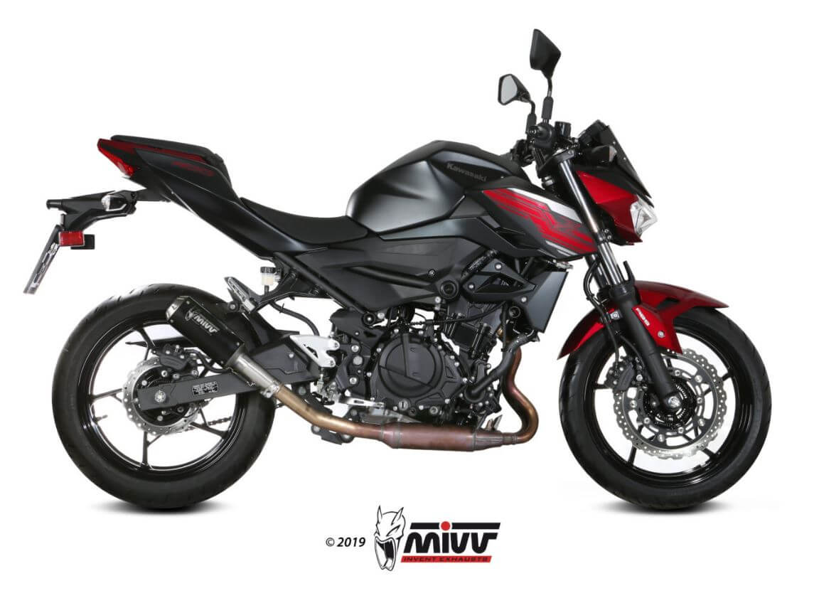 MIVV MK3 Black Stainless Steel Slip-On Exhaust '18/'19-'23 Kawasaki Ninja 400/Z400