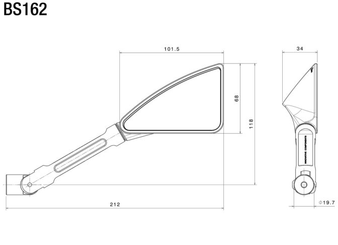 Rizoma Tomok Mirror Black (Each) | Adapter required