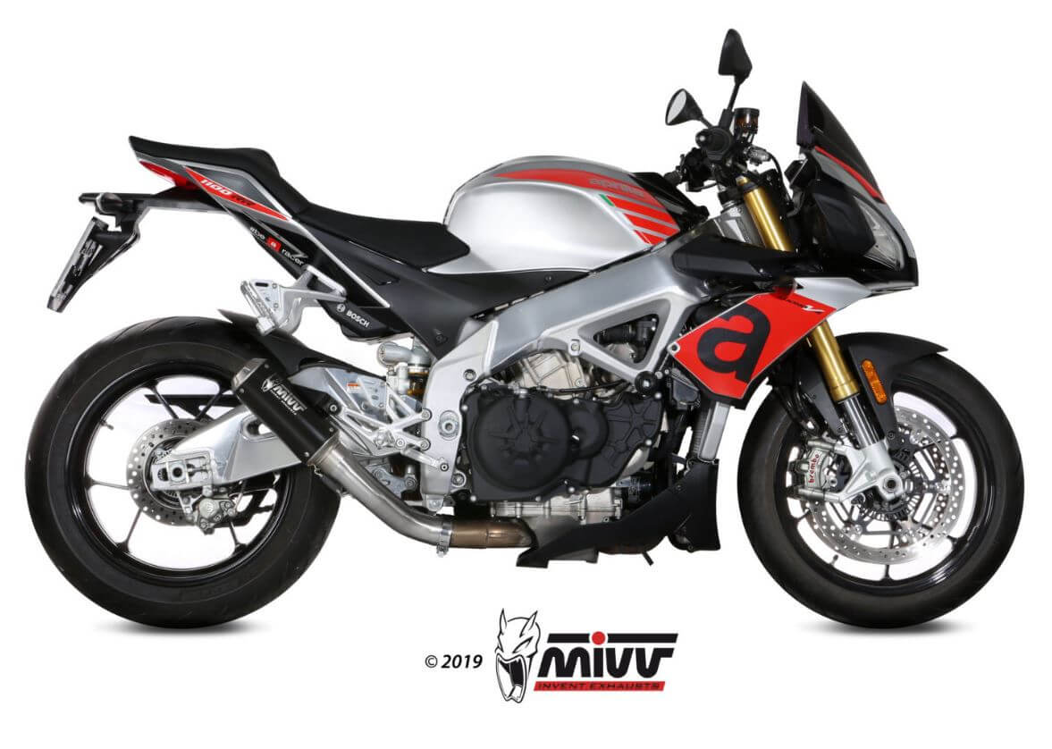 MIVV MK3 Black Stainless Steel Slip-On Exhaust '18-'20 Aprilia Tuono V4 1100