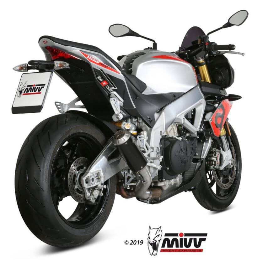MIVV MK3 Black Stainless Steel Slip-On Exhaust '18-'20 Aprilia Tuono V4 1100