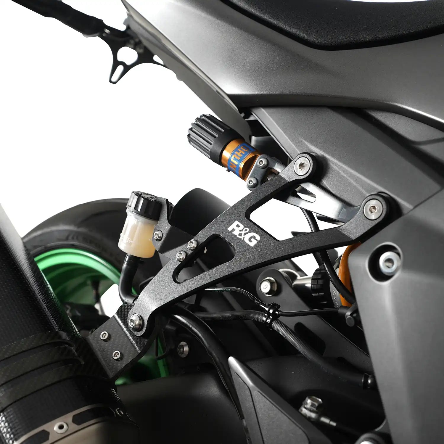 R&G Racing Exhaust Hanger Kit 26- Kawasaki Z1100/SE, 25-26 Ninja 1100SX (SE), 20-24 Ninja 1000SX