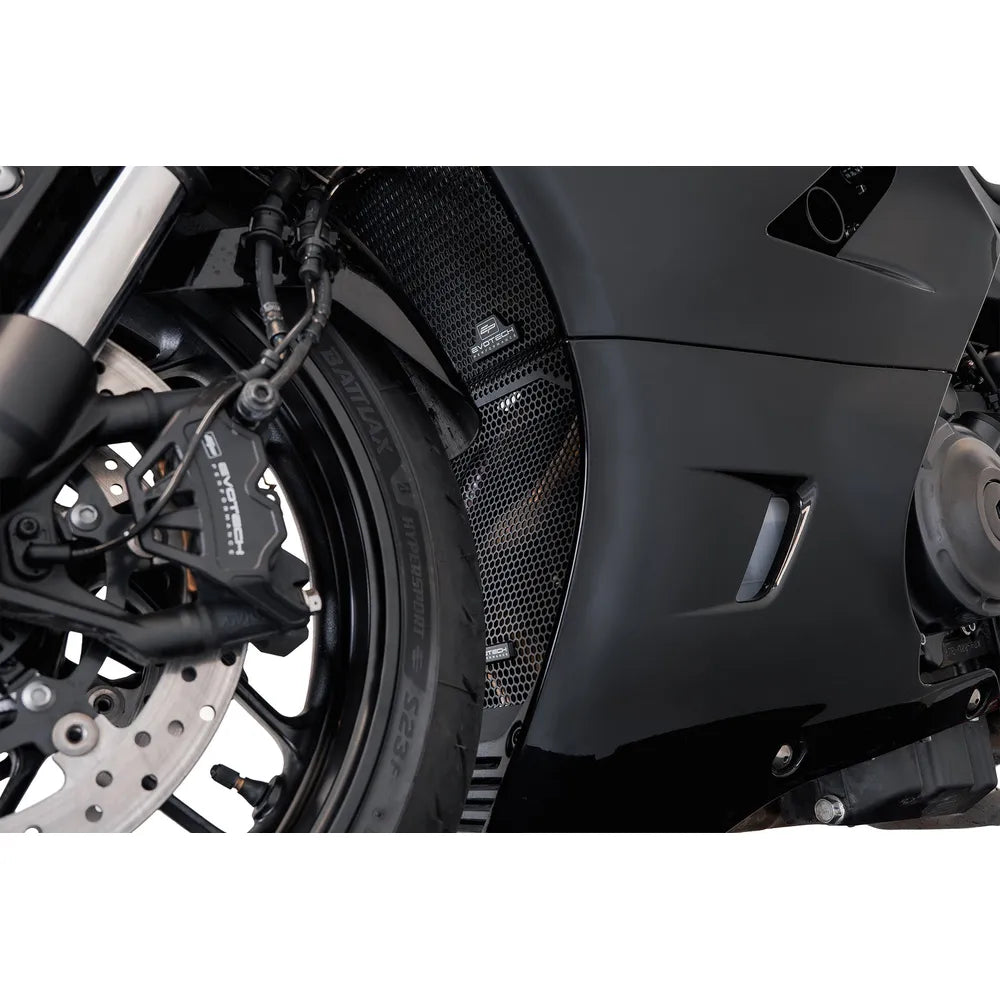 Evotech Performance radiator and header guard set, matt black aluminium