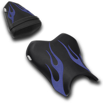 LuiMoto Flame Edition Seat Cover 06-07 Yamaha YZF-R6 - Cf Black/Deep Blue