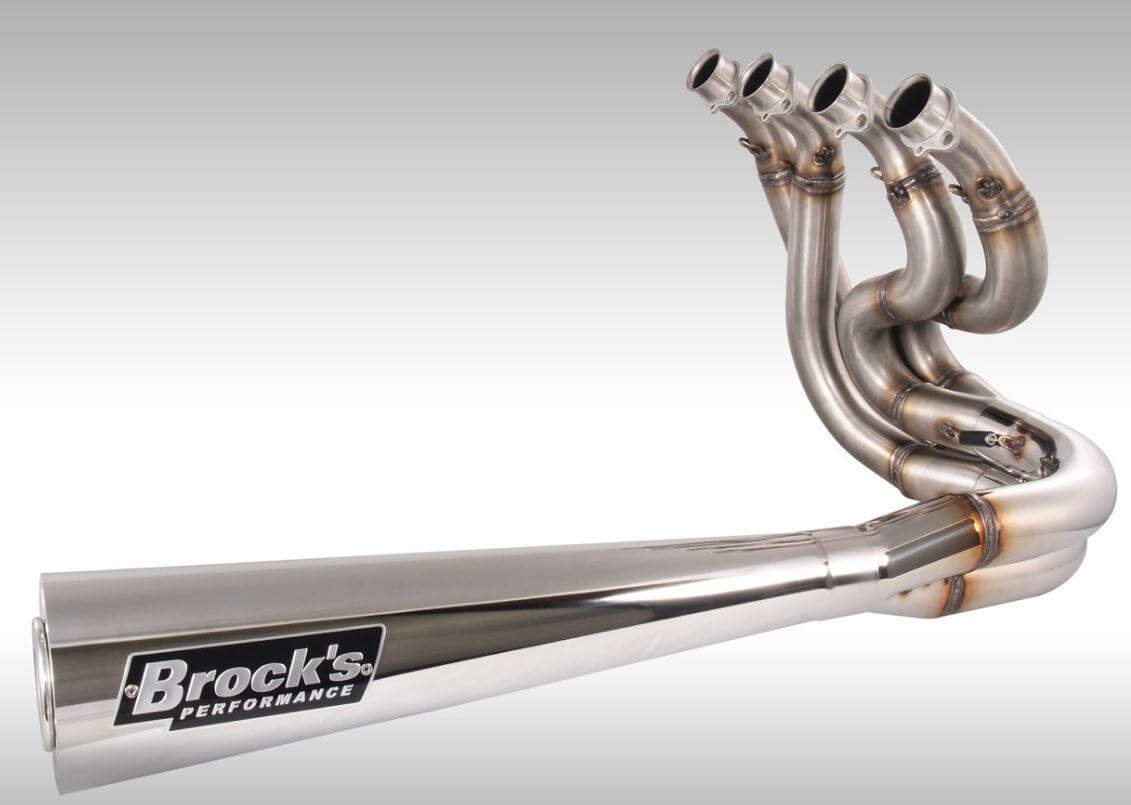 Brocks Performance Polished 4-2-1 Sidewinder 14" Muffler Ultra-Light SS Full Exhaust System '06-'11 Kawasaki ZX-14