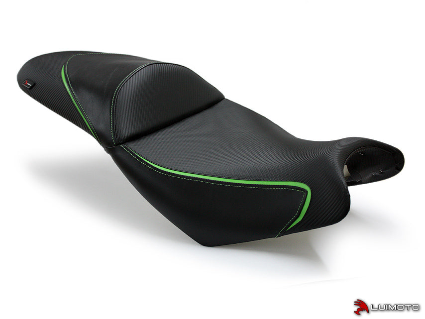 LuiMoto Team Kawasaki Seat Cover 2007-2014 Kawasaki Versys 650 - CF Black/Lime Green