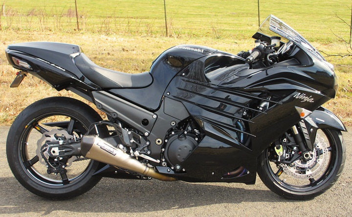 Brocks Performance CT Megaphone 17" Muffler Full Titanium Exhaust System for 2006-2013 Kawasaki ZX14R