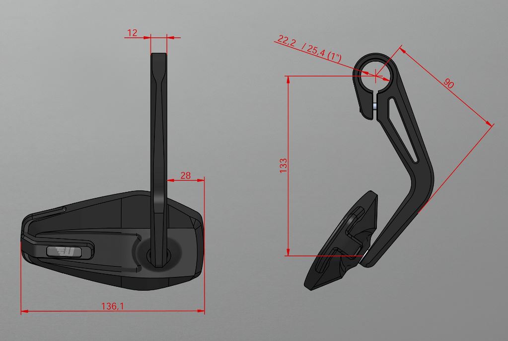 Wunderkind Custom Bar End Mirror Fits 7/8" and 1" Handlebars