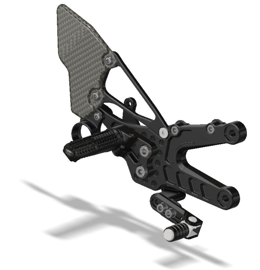 Attack Performance Adjustable Rearsets '06-'20 Yamaha R6 (carbon heel guards)