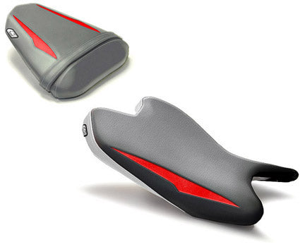 LuiMoto Raven Edition Seat Cover 2008-2015 Yamaha YZF R6 - Silver/Red/White