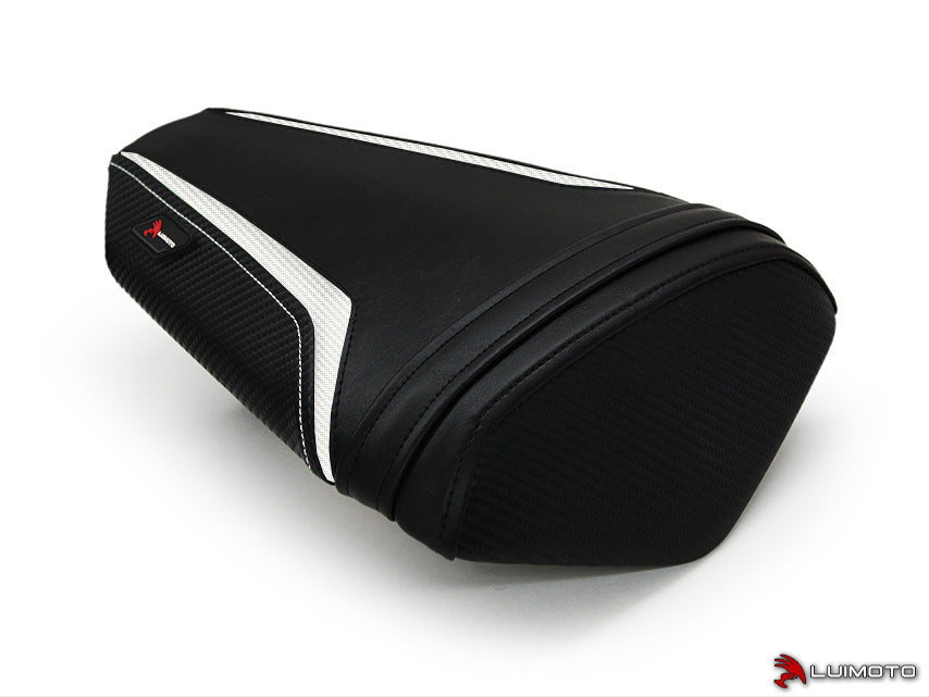 LuiMoto Team Kawasaki Seat Cover for 2013-2015 Kawasaki ZX-6R 636 - Suede/Cf Black/Cf White