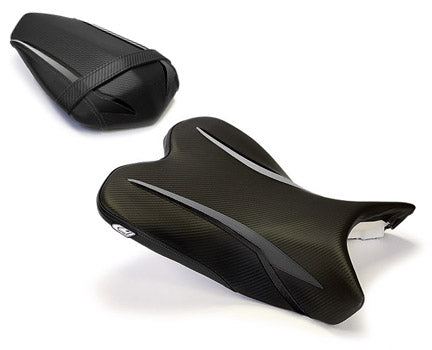 LuiMoto Raven Edition Seat Cover 2009-2014 Yamaha YZF R1 - CF Black/Aluminum Black