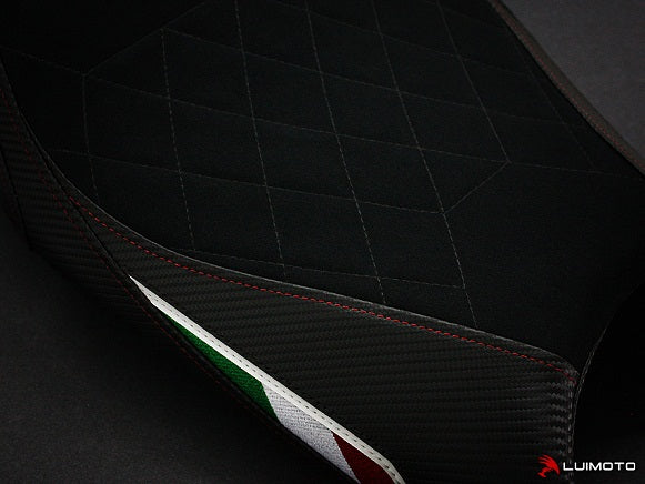 LuiMoto Diamond Edition Seat Cover for Ducati Monster 696/796/1100 - Suede/Cf Black/Silver
