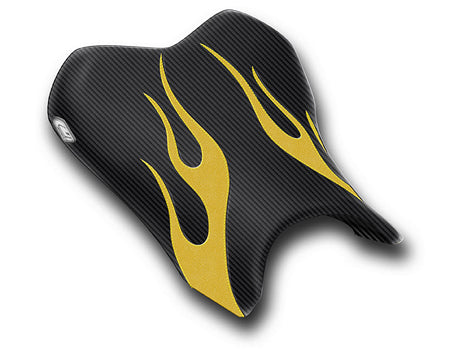 LuiMoto Flame Edition Seat Cover 06-07 Yamaha YZF-R6 - Cf Black/Deep Yellow