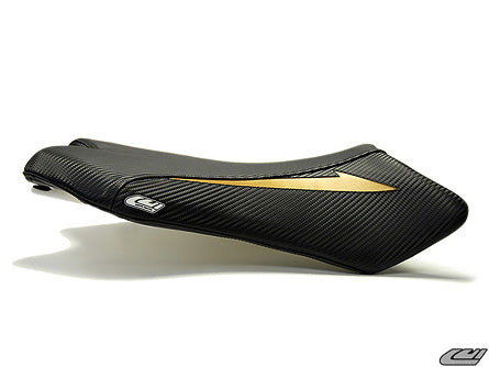 LuiMoto Raven Seat Cover 2007-2008 Yamaha YZF R1 - CF Black/Aluminum Gold