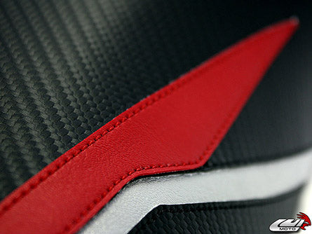 LuiMoto Raven Edition Seat Cover 2009-2014 Yamaha YZF R1 - CF Black/Red/Silver