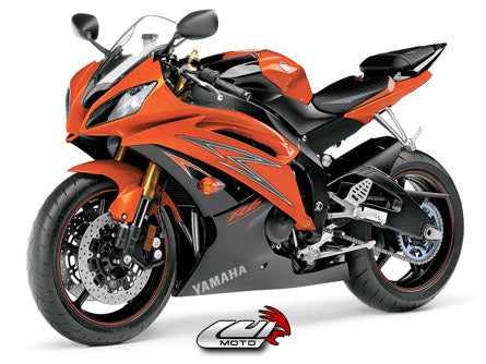 LuiMoto Raven Edition Seat Cover 2008-2015 Yamaha YZF R6 - Cf Black/Gunmetal/Orange