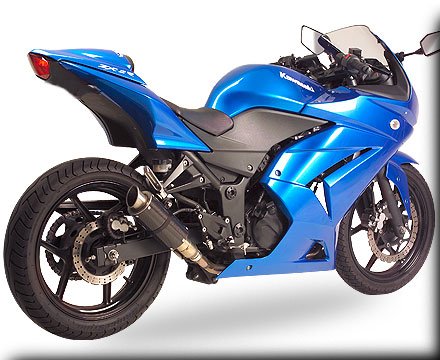 Hotbodies Racing MGP Growler Carbon Slip-on Exhaust System 2008-2012 Kawasaki Ninja 250R