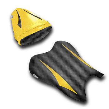 LuiMoto Raven Edition Seat Cover 06-07 Yamaha YZF-R6 - Cf Black/Deep Yellow
