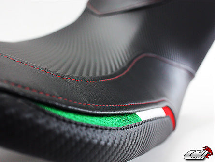 LuiMoto Team Italia Seat Covers 2010-2014 Ducati Multistrada - CF Black w/Red Stitching