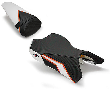 LuiMoto Team Kawasaki Seat Cover 2010-2013 Kawasaki Z1000 - CF Black/Orange/White