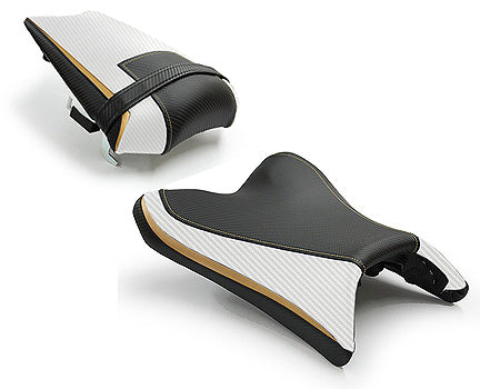 LuiMoto Team Yamaha Seat Cover 2010-2014 Yamaha FZ8 / Fazer 8 - Cf Black/Cf Pearl/Gold