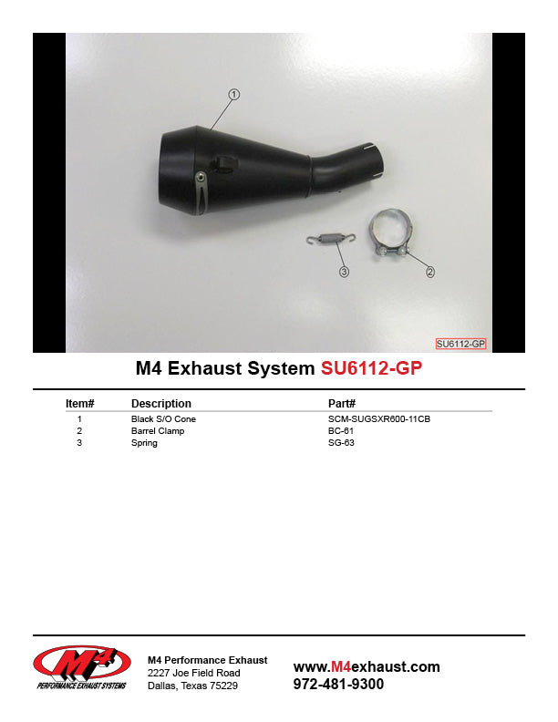 M4 GP Black Slip On Exhaust System '11-'24 Suzuki GSXR 600/750