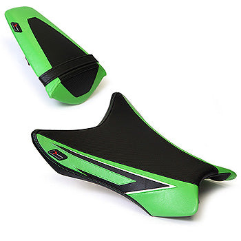 LuiMoto Sport Seat Covers '11-'15 Kawasaki ZX10R - Black/Green