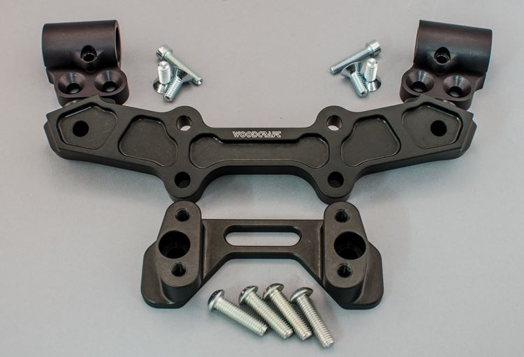 Woodcraft Clip-On Adapter Plate Riser Set w.Standard Black Bar for '14-'16 Ducati Monster 1200/S