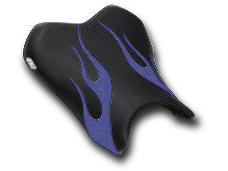 LuiMoto Flame Edition Seat Cover 06-07 Yamaha YZF-R6 - Cf Black/Deep Blue