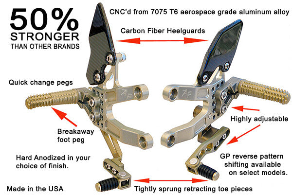 Attack Performance Adjustable Rearsets 2007-2012 Honda CBR600RR