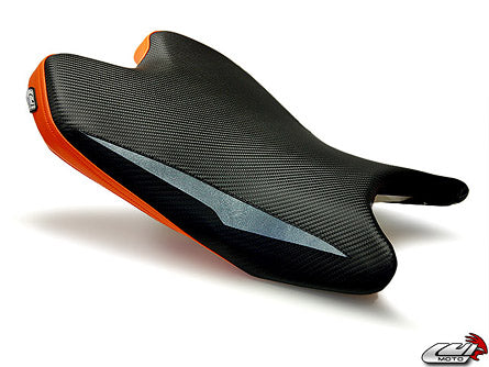 LuiMoto Raven Edition Seat Cover 2008-2015 Yamaha YZF R6 - Cf Black/Gunmetal/Orange