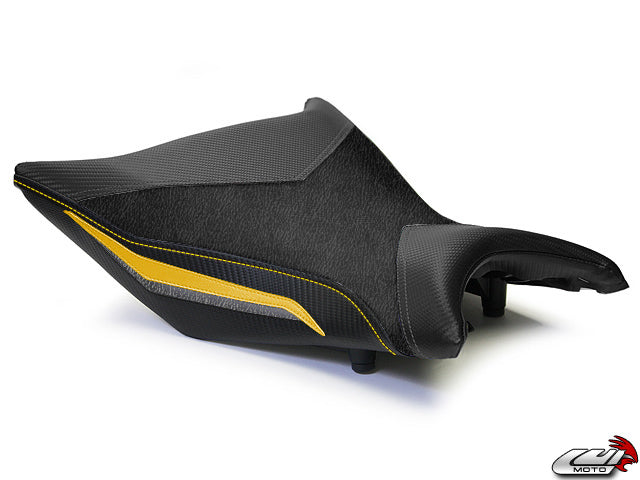 LuiMoto Technik Edition Seat Covers for 2009-2011 BMW S1000RR - Black/Cf Black/Yellow