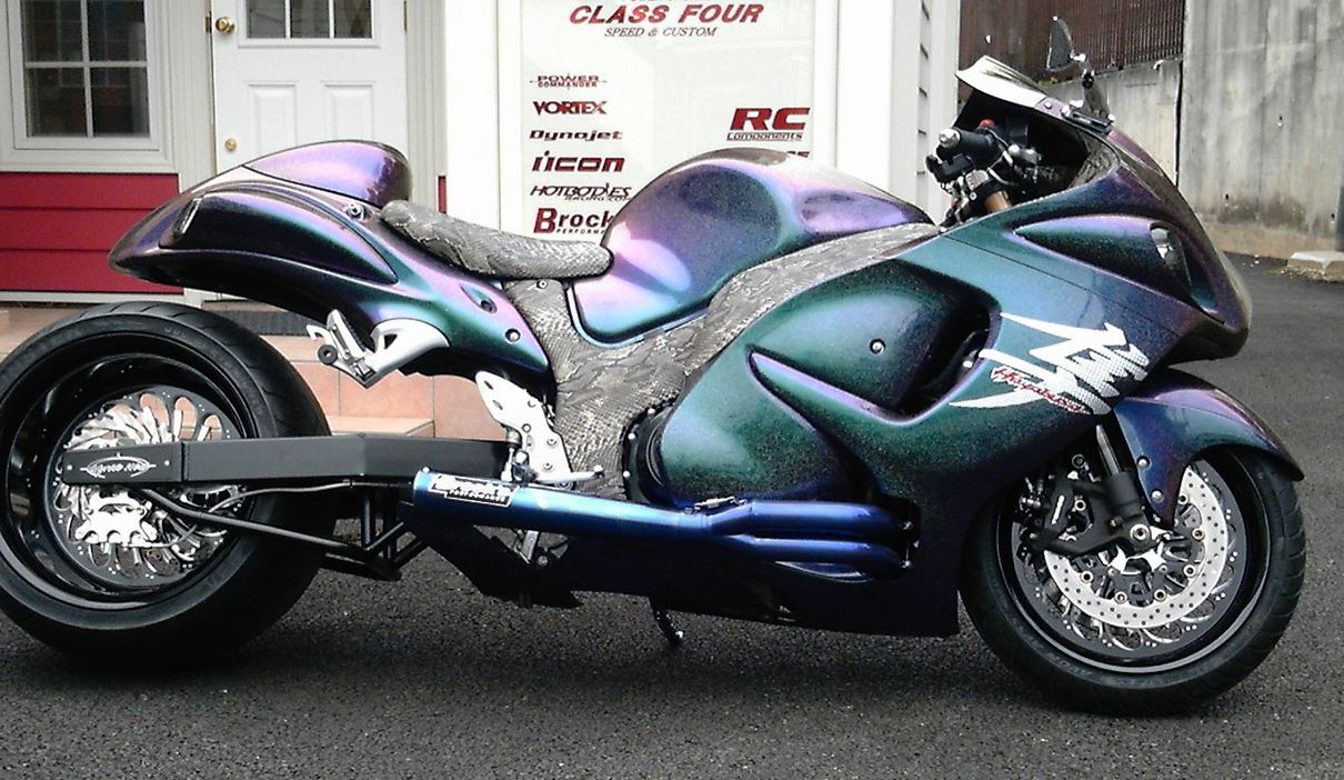 Brocks Performance TiWinder Blue 18" Muffler Full Titanium Exhaust System for 1999-2014 Suzuki Hayabusa