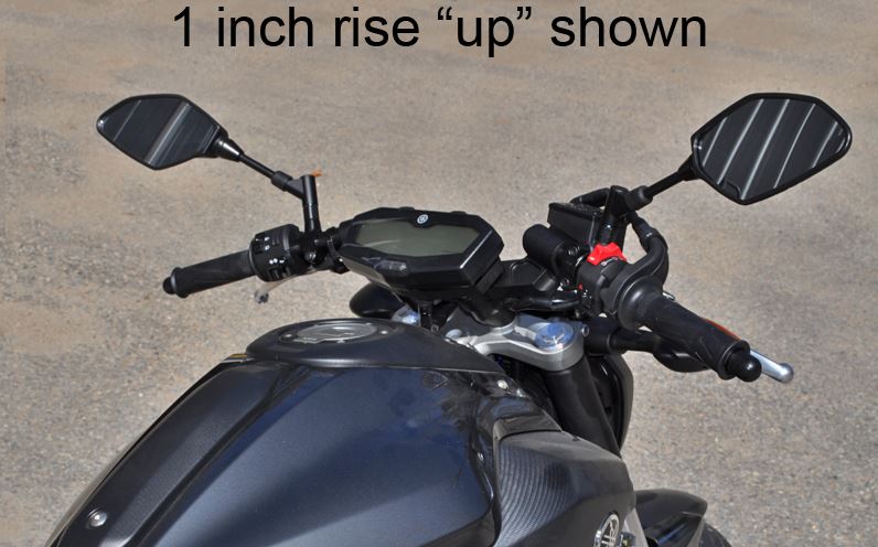 Woodcraft Clip-On Adapter Plate Riser Set w.Standard Black Bars '14-'20 Yamaha MT-07/FZ-07