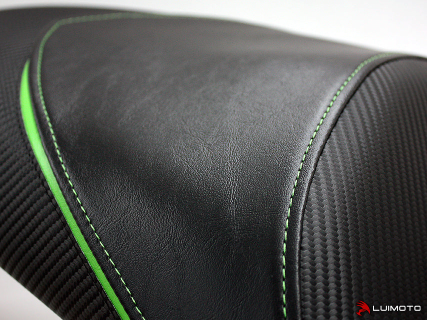 LuiMoto Team Kawasaki Seat Cover 2007-2014 Kawasaki Versys 650 - CF Black/Lime Green