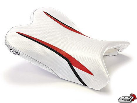 LuiMoto Raven Edition Seat Cover 2009-2014 Yamaha YZF R1 - CF White/Red